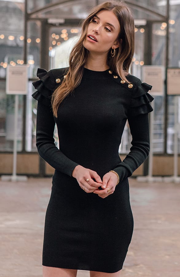 Ruches Knopen Jurk Louise Zwart – shoparchief — foto 2