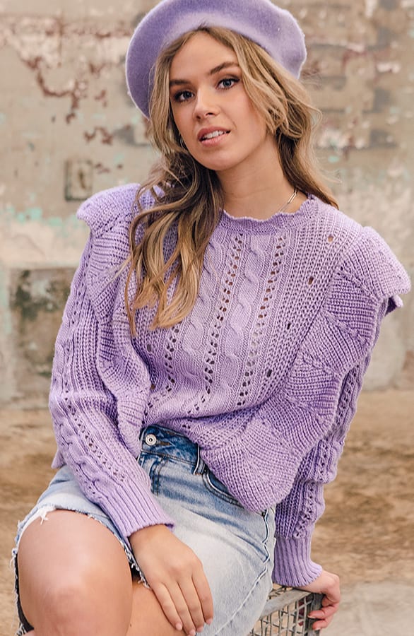 Ruches Trui Gehaakt Jolie Lila – shoparchief — foto 2