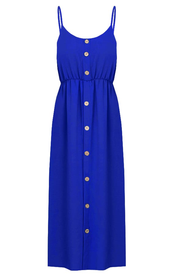 Spaghetti Knopen Jurk Kae Kobalt – shoparchief