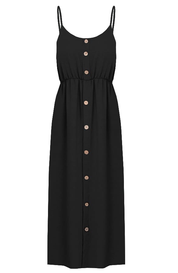Spaghetti Knopen Jurk Kae Zwart – shoparchief