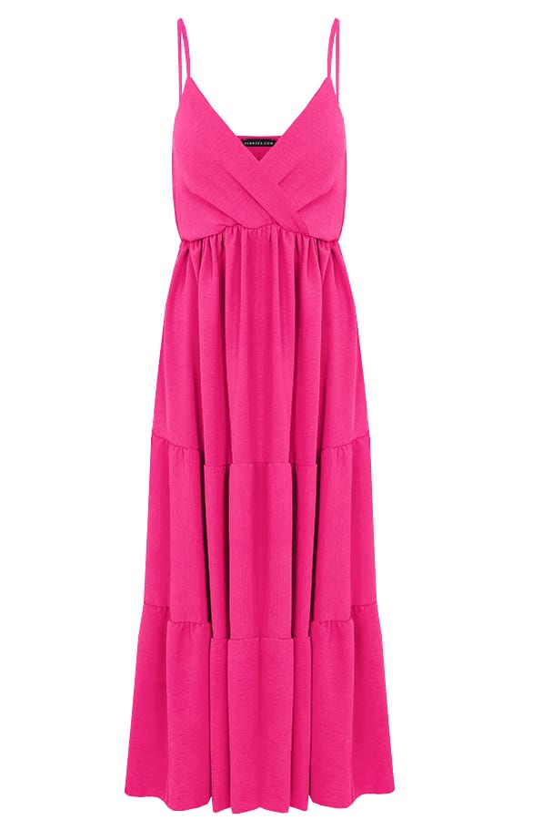 Spaghetti Laagjes Jurk Faya Fuchsia – shoparchief