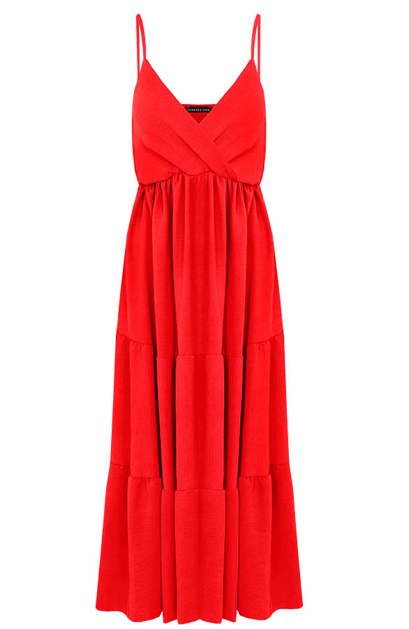 Spaghetti Laagjes Jurk Faya Rood – shoparchief