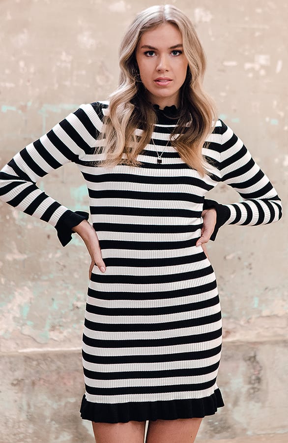 Strepen Ruches Jurk Nova – shoparchief — foto 2