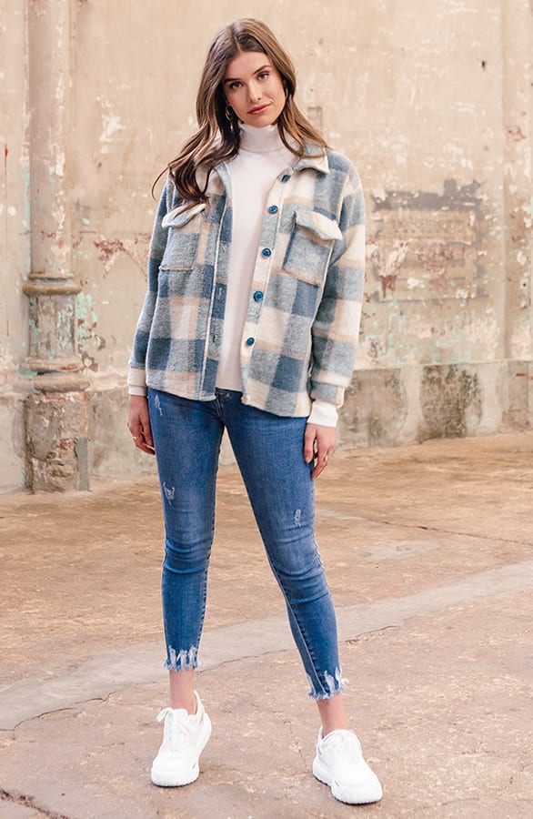 Vilten Jas Geblokt Lara Blauw – shoparchief — foto 3