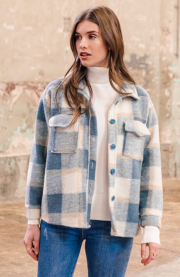 Vilten Jas Geblokt Lara Blauw – shoparchief — foto 2