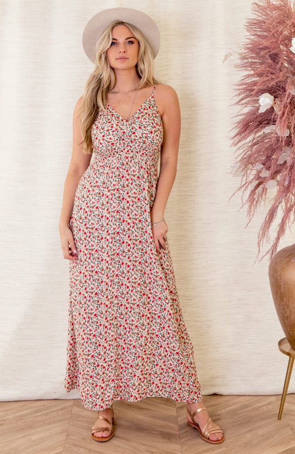 Bloemen Spaghetti Jurk Jacky Crème – shoparchief — foto 2