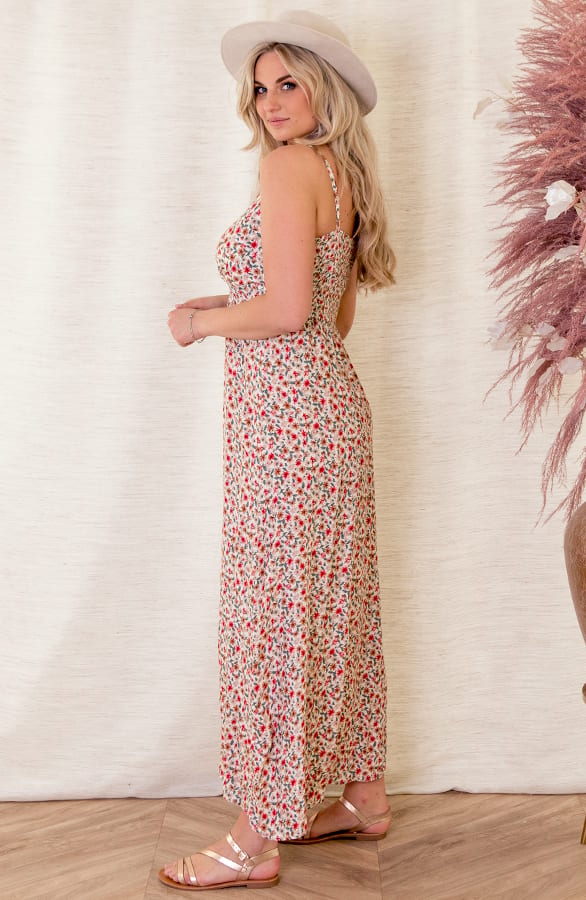 Bloemen Spaghetti Jurk Jacky Crème – shoparchief — foto 3