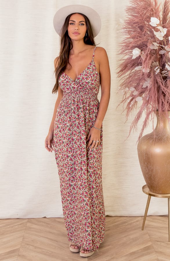 Bloemen Spaghetti Jurk Jacky Rood – shoparchief