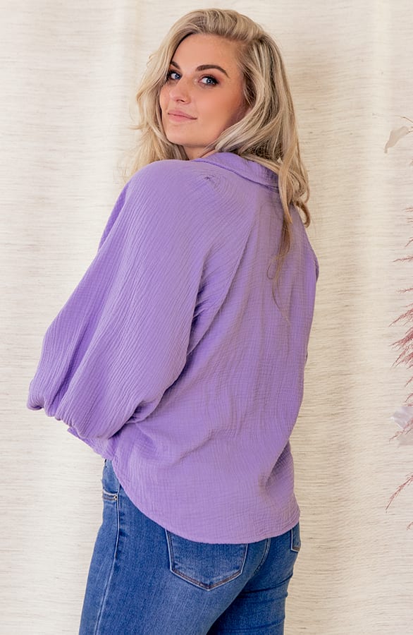 Blouse Met Ballonmouwen Roza Lila – shoparchief — foto 2