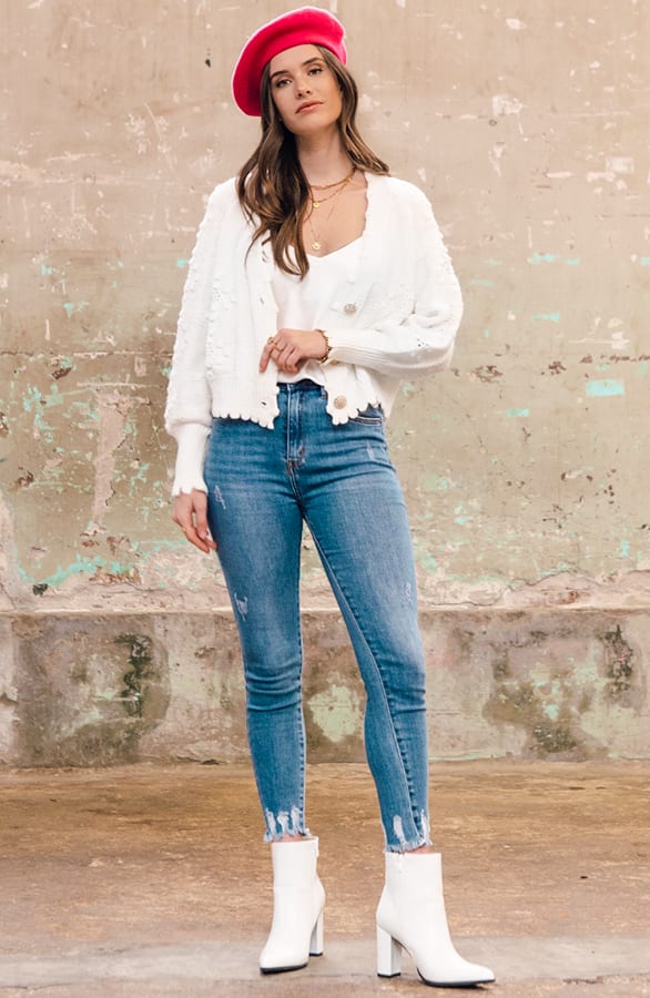 Gehaakt Pompon Vest Chrissy Offwhite – shoparchief — foto 4