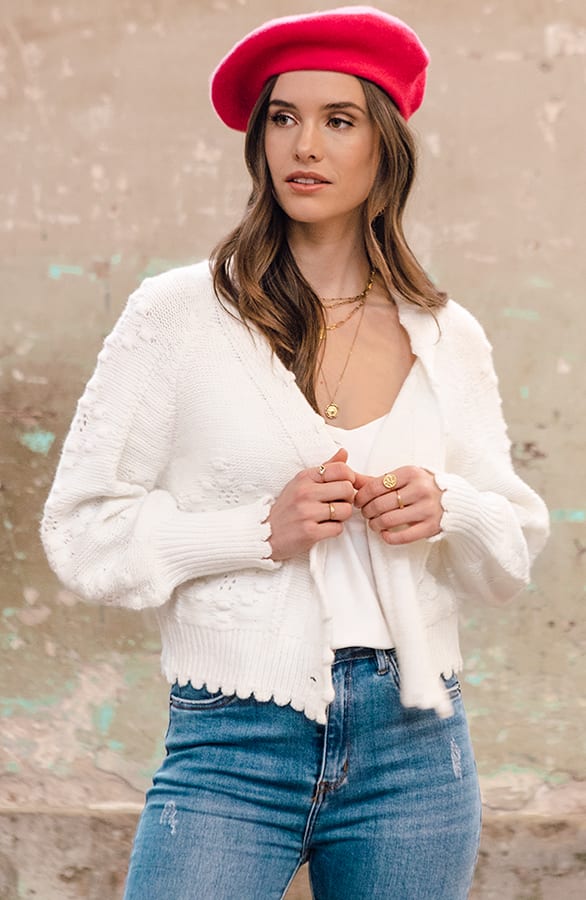 Gehaakt Pompon Vest Chrissy Offwhite – shoparchief — foto 2
