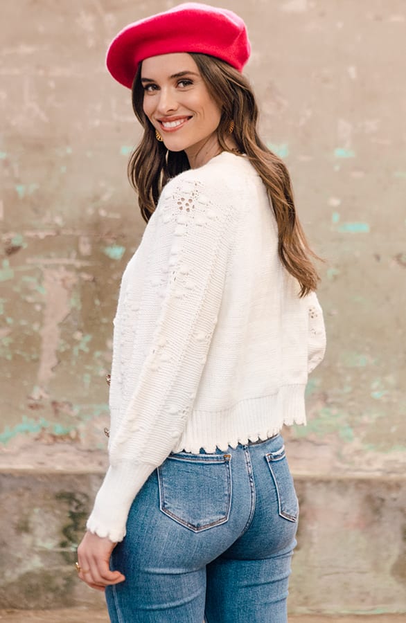 Gehaakt Pompon Vest Chrissy Offwhite – shoparchief — foto 5