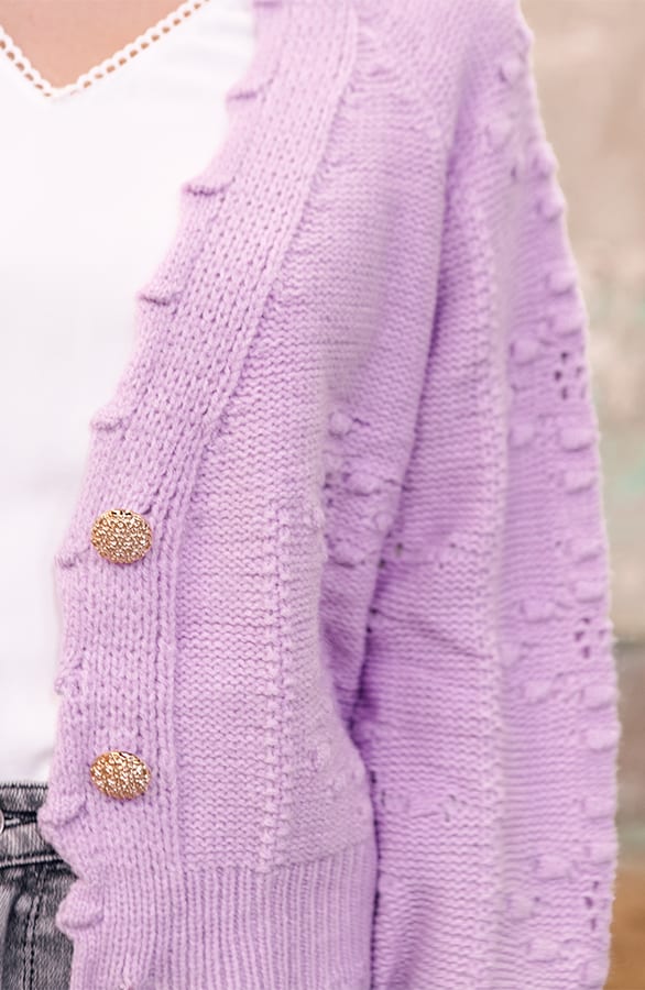 Gehaakt Pompon Vest Chrissy Paars – shoparchief — foto 4