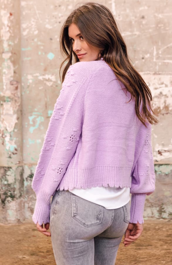 Gehaakt Pompon Vest Chrissy Paars – shoparchief — foto 3