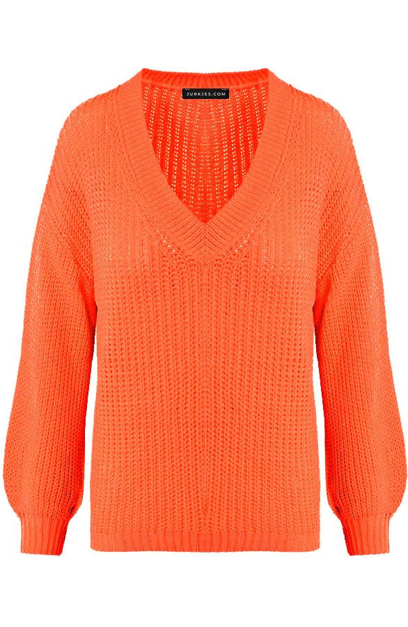 Gehaakte Trui Neon Oranje Joan – shoparchief