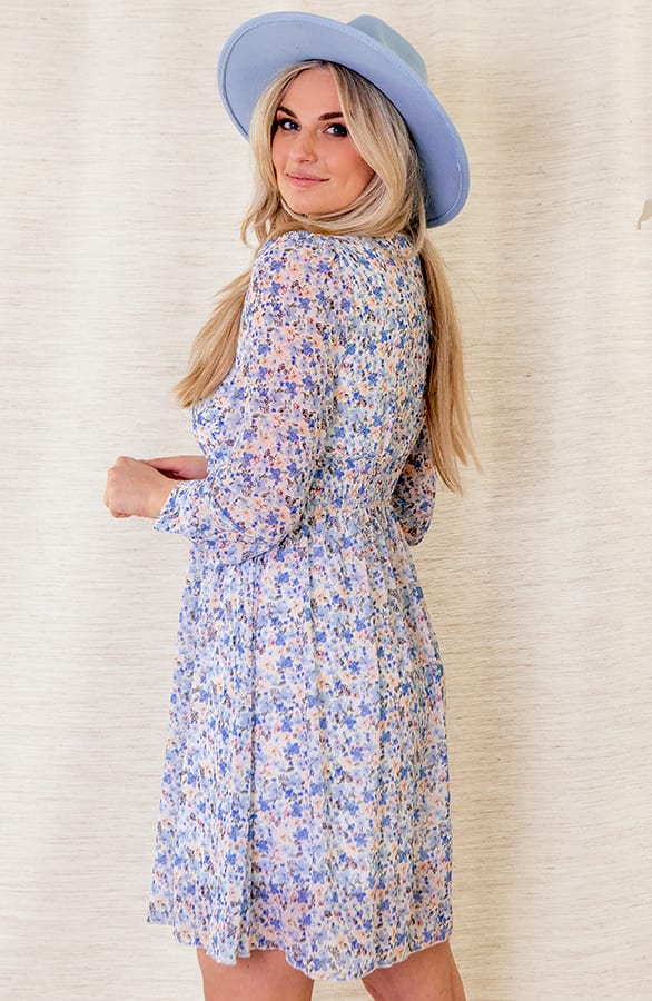 Jurk Met Bloemen Fiona Blauw – shoparchief — foto 3