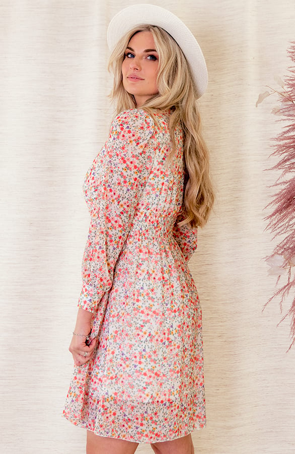 Jurk Met Bloemen Fiona Oranje – shoparchief — foto 3