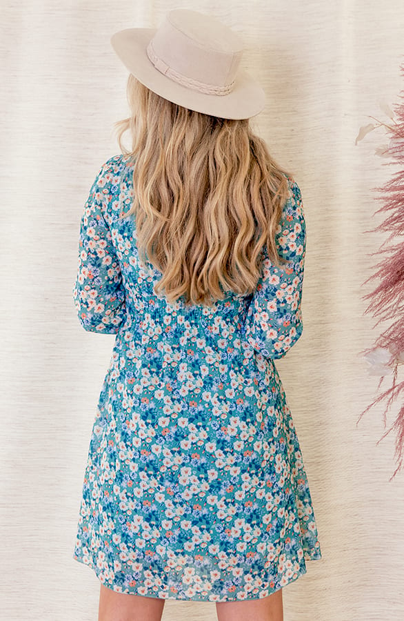 Jurk Met Bloemen Fiona Turquoise – shoparchief — foto 4