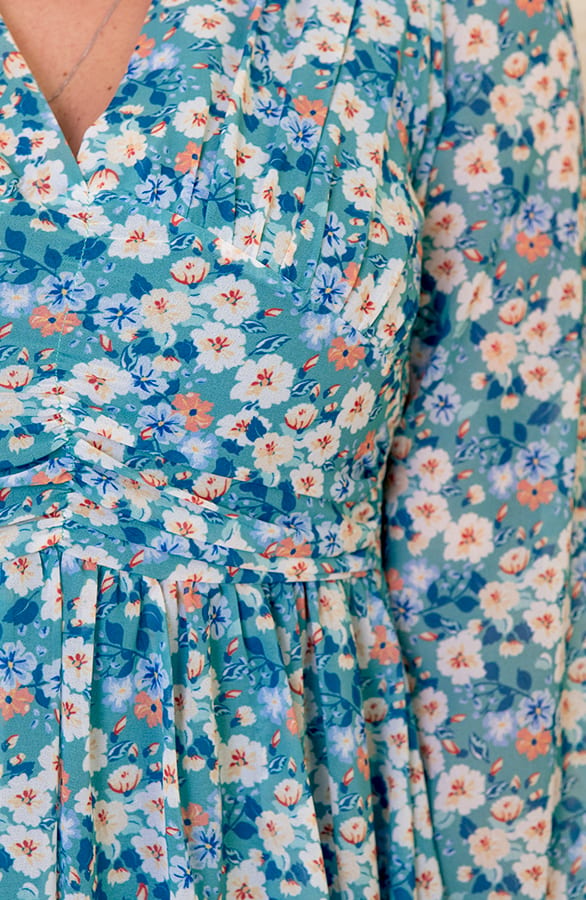 Jurk Met Bloemen Fiona Turquoise – shoparchief — foto 5