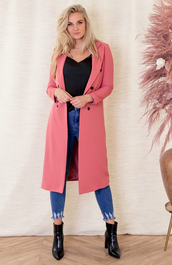 Lange Knopen Blazer Gigi Dust Koraal – shoparchief