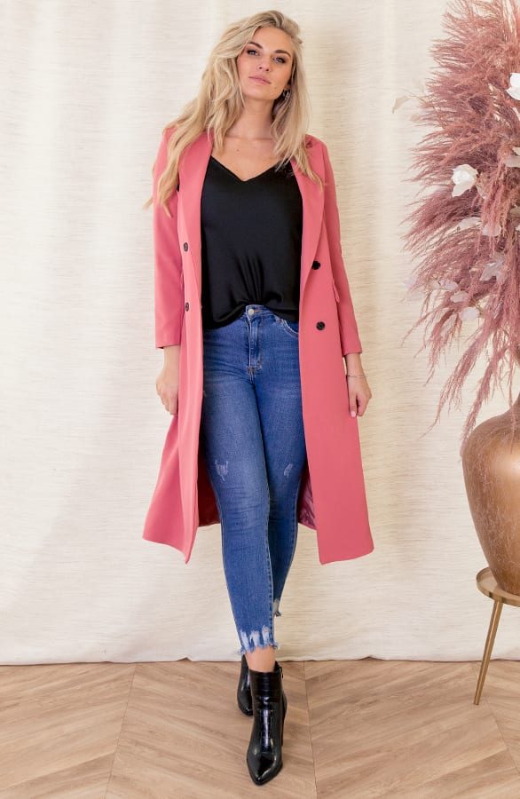 Lange Knopen Blazer Gigi Dust Koraal – shoparchief — foto 2