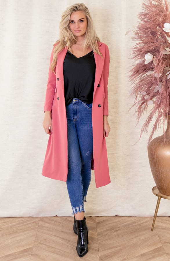Lange Knopen Blazer Gigi Dust Koraal – shoparchief — foto 4