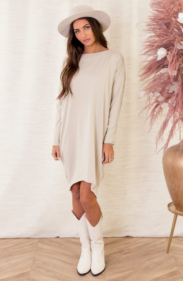 Oversized Jersey Tuniek Ayla Beige – shoparchief — foto 2