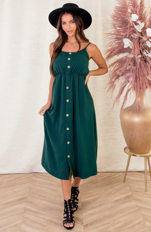 Spaghetti Knopen Jurk Kae Smaragd – shoparchief — foto 2