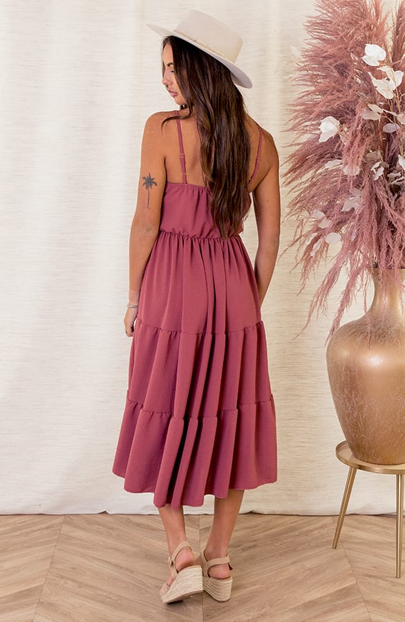 Spaghetti Laagjes Jurk Faya Roze – shoparchief — foto 3