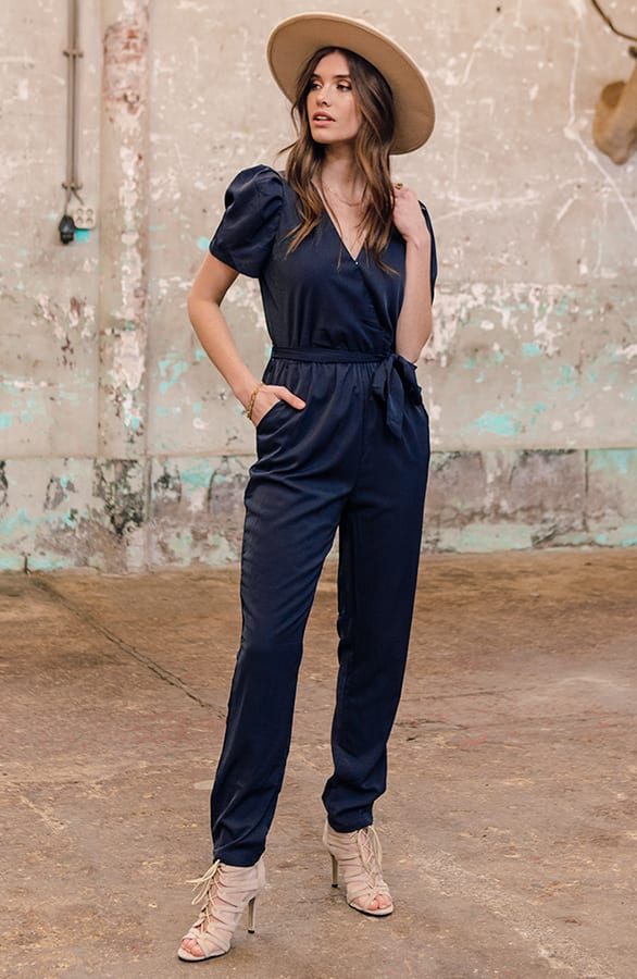 V-hals Jumpsuit Lauri Marine – shoparchief — foto 5