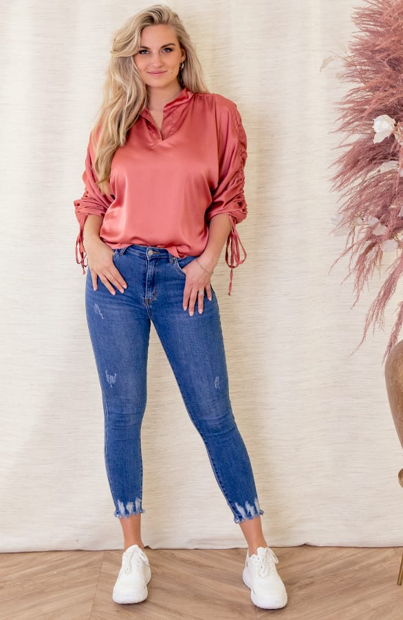 Zijden Veter Blouse Sasja Terracotta – shoparchief — foto 4