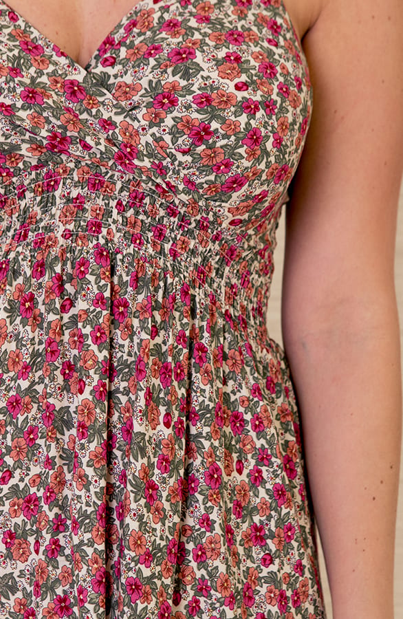 Bloemen Spaghetti Jurk Jacky Kort Rood – shoparchief — foto 3