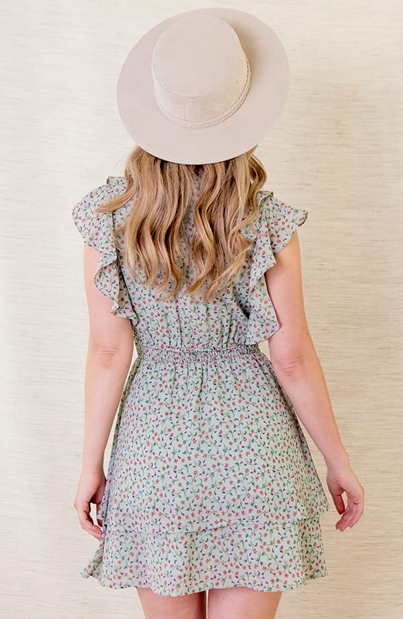 Bloemen V-hals Jurk Zola Mint – shoparchief — foto 4