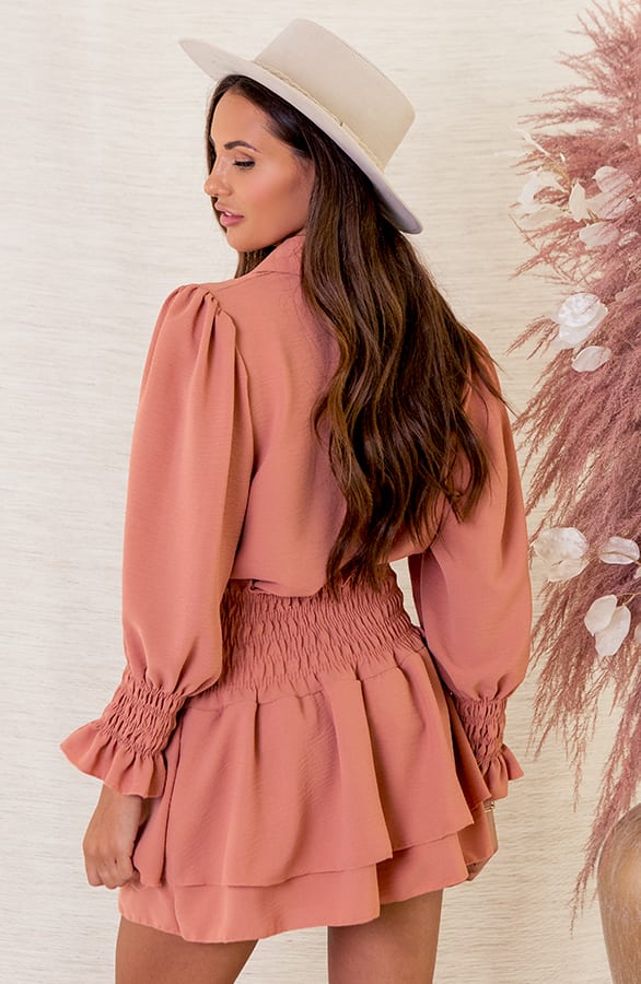 Parel Knopen Blouse Khloe Peach – shoparchief — foto 4