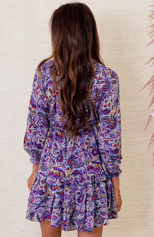 Laagjes Print Jurk Noé Blauw – shoparchief — foto 3