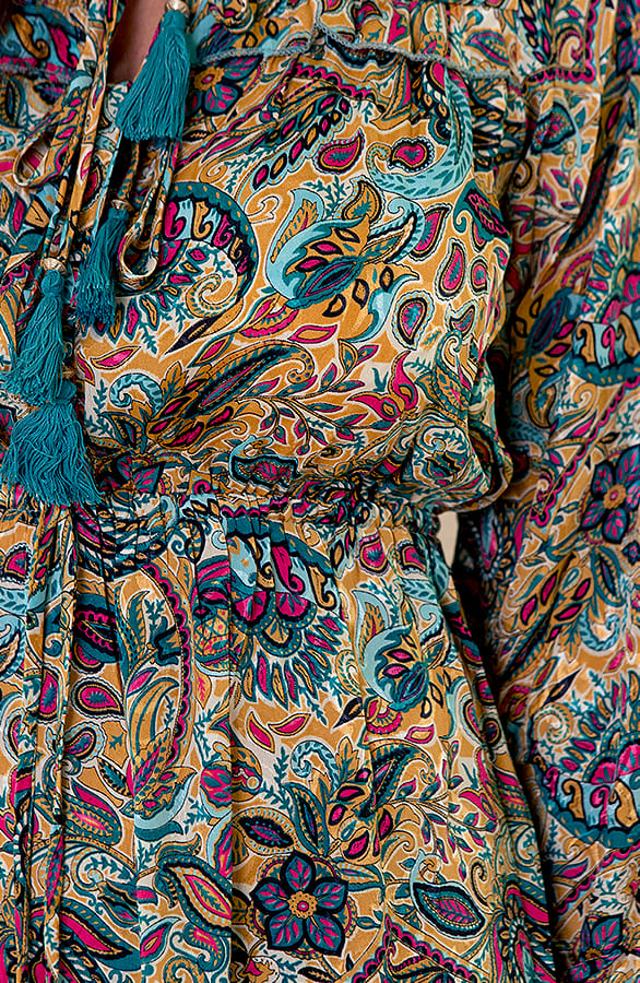Laagjes Print Jurk Noé Turquoise – shoparchief — foto 4