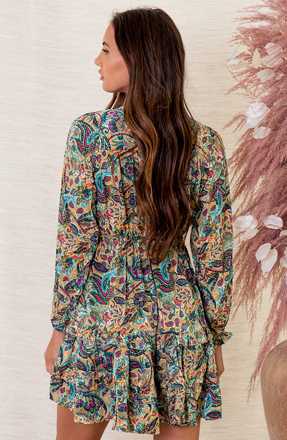 Laagjes Print Jurk Noé Turquoise – shoparchief — foto 3