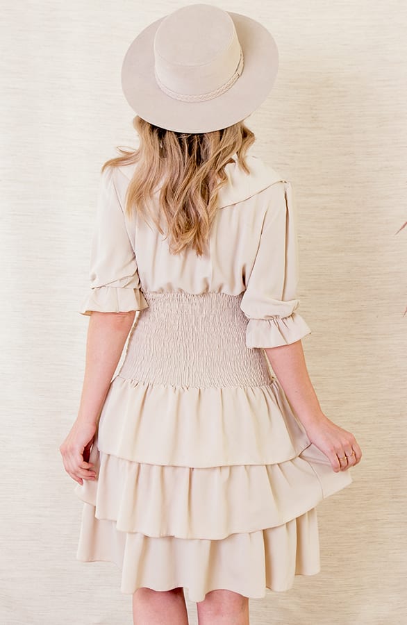 Lagen Jurk Stretch Noelle Beige – shoparchief — foto 3