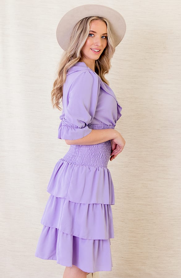 Lagen Jurk Stretch Noelle Lila – shoparchief — foto 2