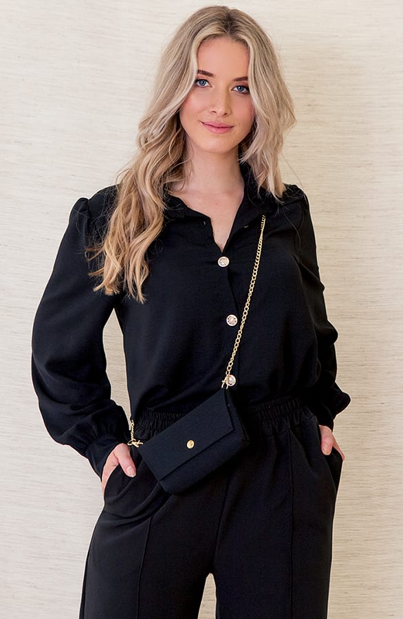 Luxury Detail Blouse Lou Zwart – shoparchief