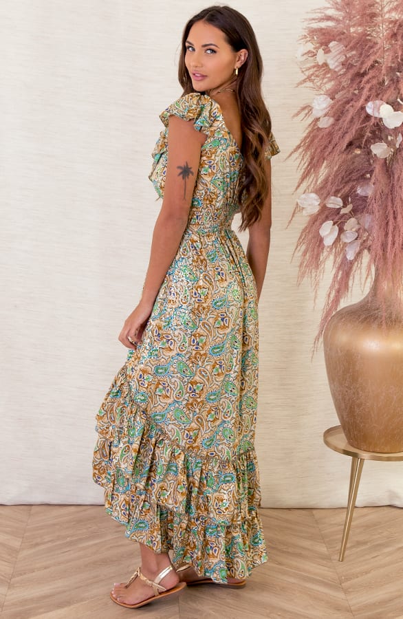 Maxi Offshoulder Jurk Noé  Light Turquoise – shoparchief — foto 2