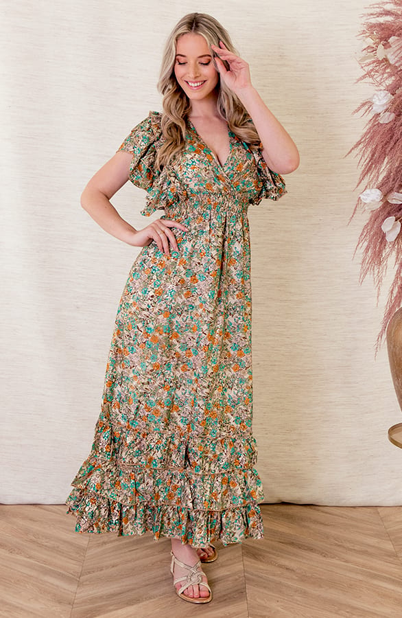 Maxi Ruches Jurk Noé Beige – shoparchief — foto 5