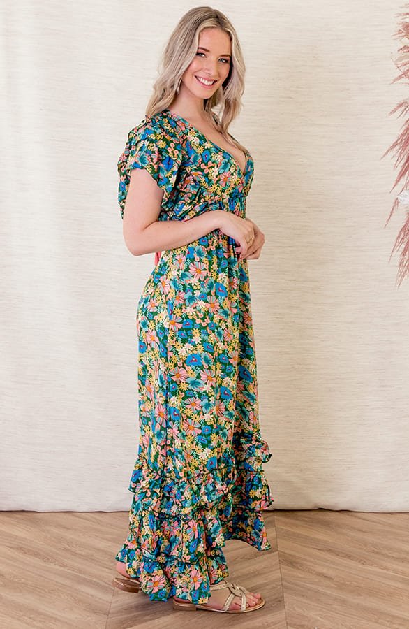 Maxi Ruches Jurk Noé Blauw – shoparchief — foto 2