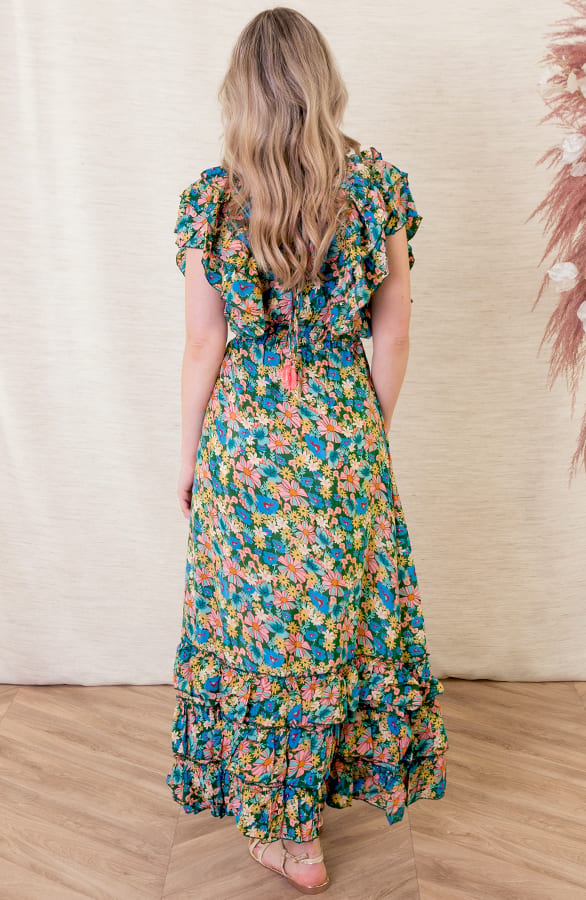 Maxi Ruches Jurk Noé Blauw – shoparchief — foto 3