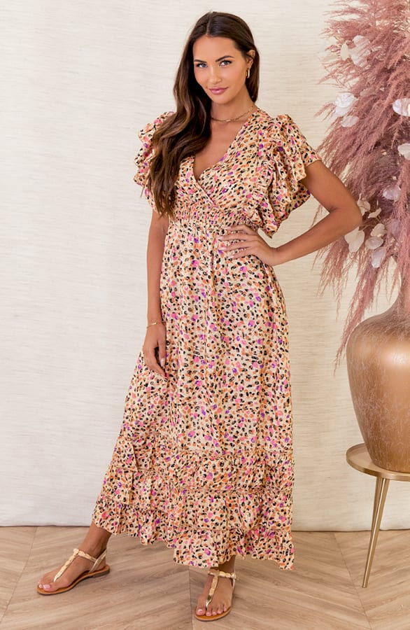 Maxi Ruches Jurk Noé Creme – shoparchief