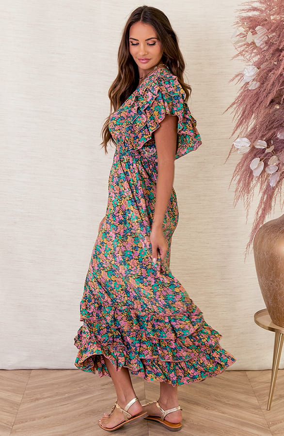 Maxi Ruches Jurk Noé Multicolor – shoparchief — foto 2