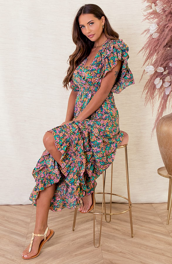 Maxi Ruches Jurk Noé Multicolor – shoparchief — foto 5