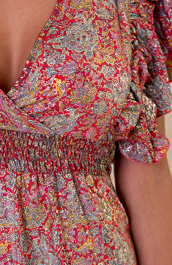 Maxi Ruches Jurk Noé Rood – shoparchief — foto 3
