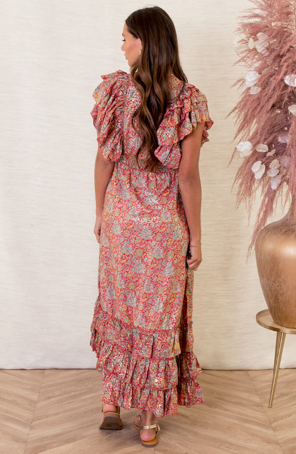 Maxi Ruches Jurk Noé Rood – shoparchief — foto 2