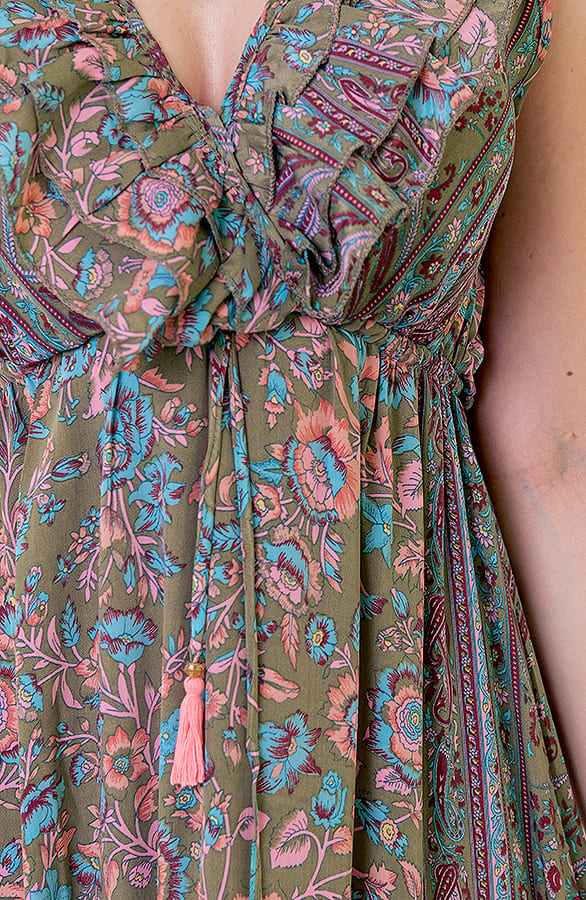 Maxi V-hals Jurk Noé Army – shoparchief — foto 4